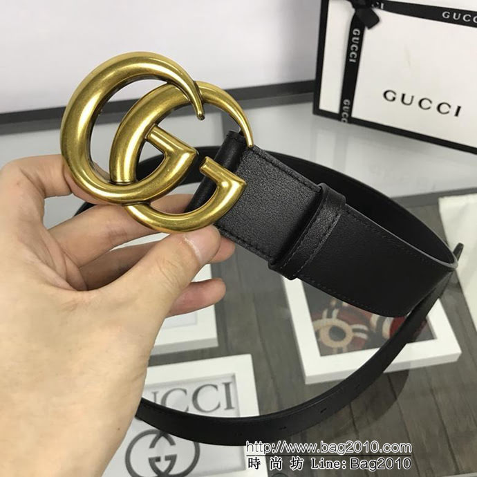 GUCCI古馳 官網暢銷爆款 原單品質 雙面進口頭層對版定制皮料 復古GG對版4.0扣 男士皮帶  xfp1420